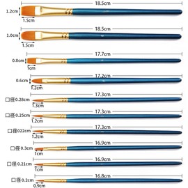 Flat Round Brush Brush Face Brush Flat Brush Oil Painting Brush Round Brush Short Brush Paint Brush Acrylic Brush Oil Painting Brush Set Acrylic Watercolor Oil Painting Set of 10 (Blue) Acrylic Paint