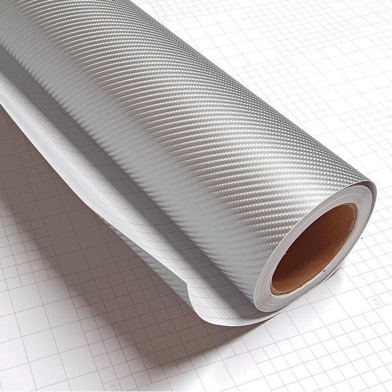 DIYAH 4D Silver Carbon Fiber Vinyl Wrap Sticker with Air