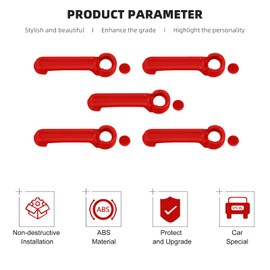 CheroCar for Jeep JK Door Handle Cover Kit & Tailgate Handle Cover for 2007-2018 Jeep Wrangler JK (Red)