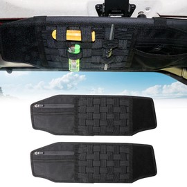 West-xingzhe Sun Visor Organizer Tactical Car Visor Organizer for 2018-2025 Jeep Wrangler Jl 4xe Gladiator Jt Accessories Molle Visor Panel Organizer Car Storage Pouch Holder, 2 Pcs