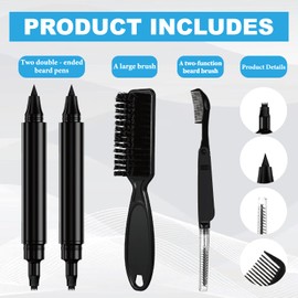 Alvalovar Beard Pen (2 pack) - Black Beard Pencil Filler For Men - Waterproof With Brush - Long Lasting, Natural Look Beard Pencil For Beard Definition