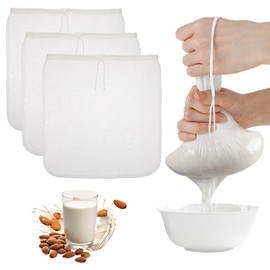 3 PCS Nut Bag Strainer, Ymapinc Extra Large Reusable Nut Milk Bag Reusable Nut Bags For Straining Almond Soy Milk Greek Yogurt Professional for Cold Brew Coffee Tea Beer Fine Nylon Mesh