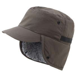 Connectyle - Gorro de invierno para hombre con visera con orejeras cálidas, totalmente forrado, gorra de béisbol de piel sintética, sombreros de caza, Verde militar, One Size