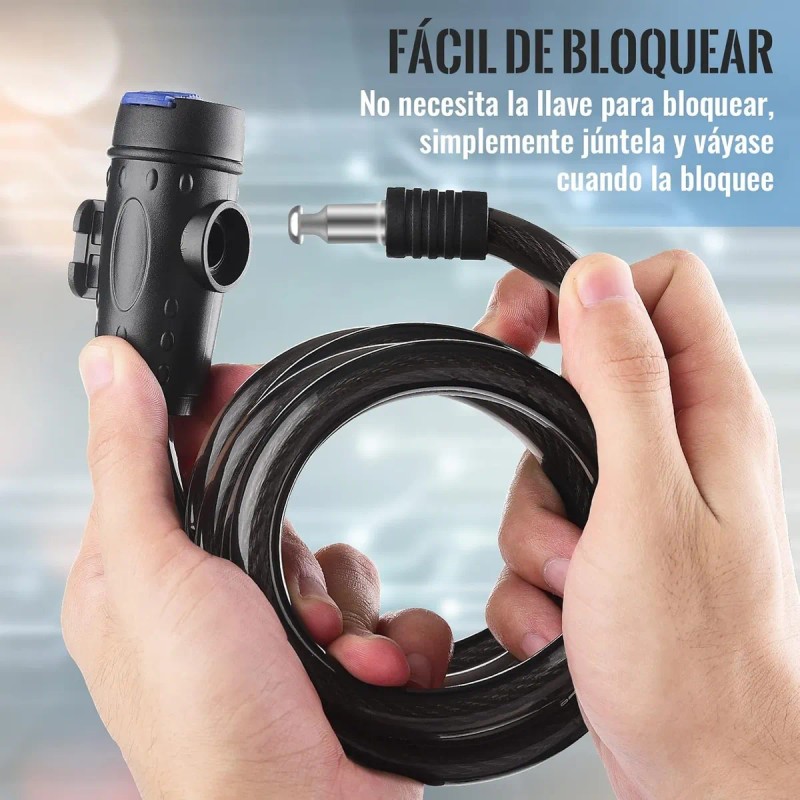 Candado Cable Cadena Seguridad Para Bici O Moto 1.1m Y