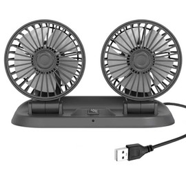 Riloer Car Fan, Two-Headed Car Cooling Fan, 360 ° Horizontal Rotation, 180 ° Vertical Rotation, Seat Fans Portable,Adjustable Dual Head USB Cooling Air Fans,Usb 5V