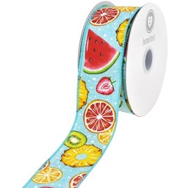 HOMEFORD Summer Fruits - Cinta de satén con alambre de lunares, 1-1/2 pulgadas, 10 yardas, color aguamarina