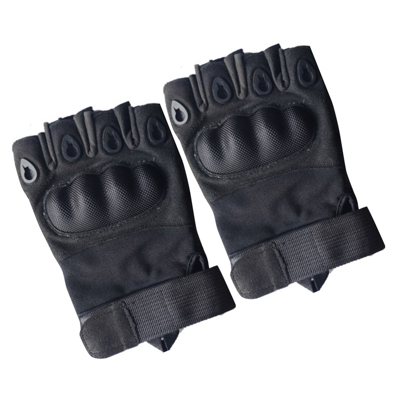 2PCS Half Finger Hard Knuckle Gloves Breathable Wear Resistant Combat