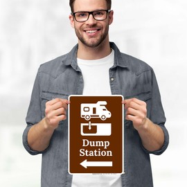 Dump Station With Left Arrow,10x7 Inches, 4 Mil Vinyl Decal Stickers Weather Resistant, Made in USA by My Sign Center
