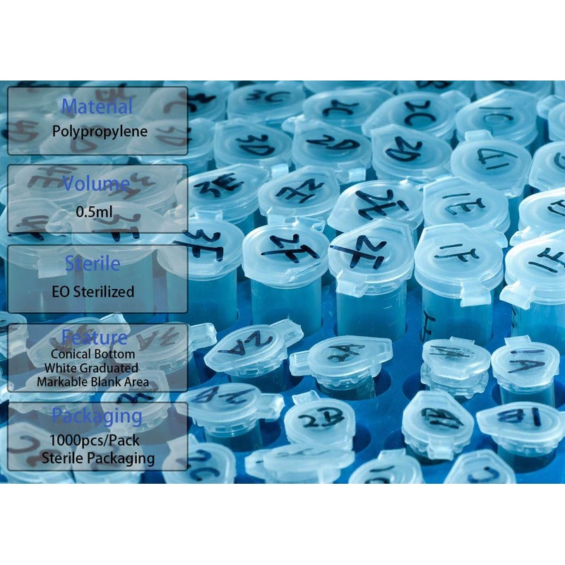 BKMAMLAB - Tubos de microcentrífuga de 0,5 ml, 1000 unidades,