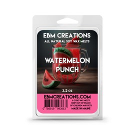 Watermelon Punch Soy Wax Melts - 3.2oz, 6 Cube Clamshell, All Natural, Highly Scented, Long-Lasting Aroma, Premium Quality, Handmade, Non-Toxic, Eco-Friendly