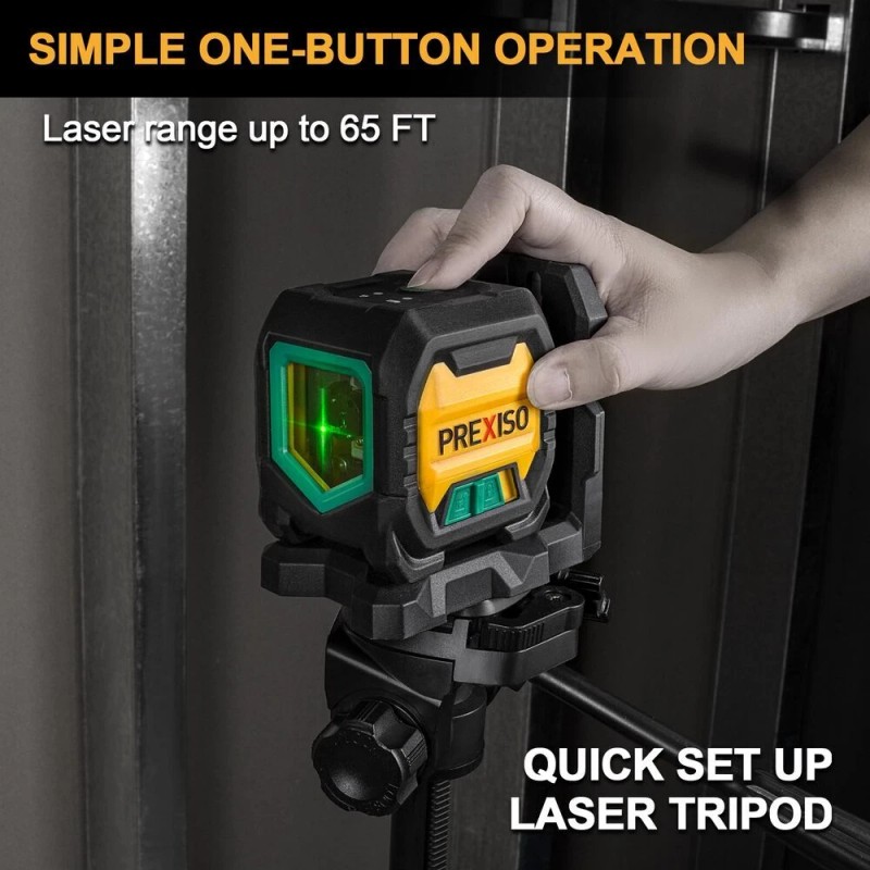 PREXISO Laser Level with 47 Inch Tripod IP54 65Ft Cross