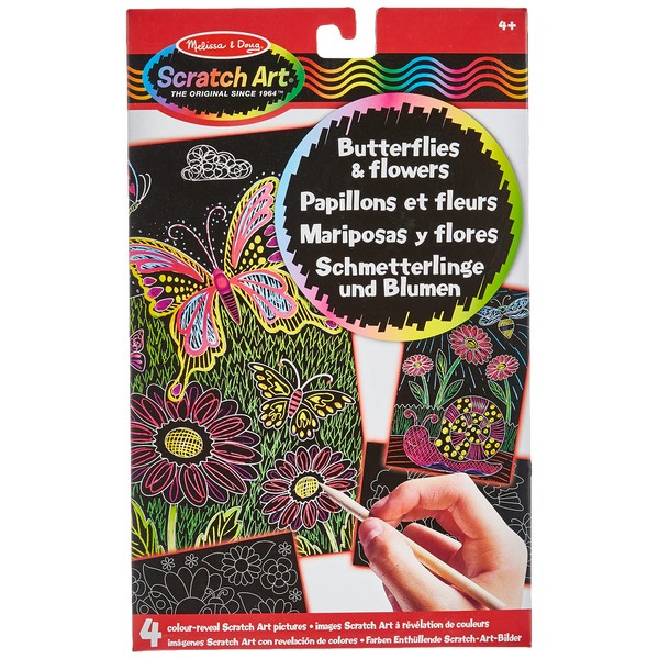 Melissa & Doug Color-Reveal Pictures - Butterflies and Flowers Arts and Crafts Scratch Art 3+ Gift for Boy or Girl