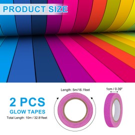 PATIKIL Glow in the Dark Gaffers Tape, 0.4 Inch x 32.8 Feet Colored Cotton Glow Tape Markers Fluorescent Glow in the Dark Tape Stickers for Party Decorations, Purple