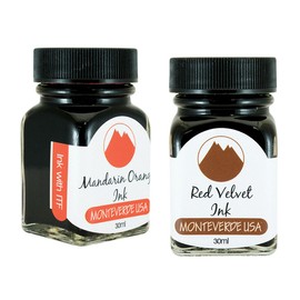 Monteverde 60ml Core Fountain Pen Ink Bottle (30ml Mandarin Orange Ink Bottle G309MO, 30ml Red Velvet Ink Bottle G309RV)