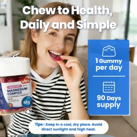 Daily Magnesium Complex Gummies – 14-in-1 Formula – 90 Count – With L-Theanine, Ashwagandha, Vitamin D3 & Zinc