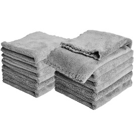 Kyapoo Baby Washcloths 12 Pack 12x12 Inches Microfiber Coral Fleece Extra Absorbent and Soft for Newborns, Infants and Toddlers-Grey