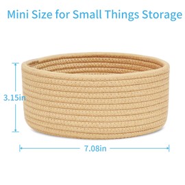 ABenkle 2 Pack Small Baskets, Cotton Rope Woven Basket, Cute Mini Tiny Storage Baskets, Decorative Boho Basket for Nursery Living Room Bedroom Shelf, Empty Gift Basket