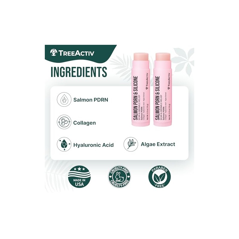 TreeActiv Silicone Scar Stick Lightweight Silicone Balm with Salmon PDRN,
