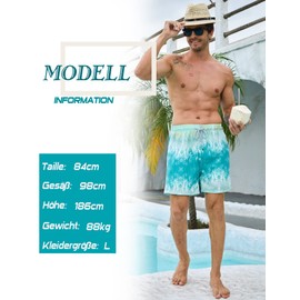 KBVOT Men's Swimming Trunks with Compression Liner, Quick-Drying Swimming Shorts, Short Board Shorts, 2-in-1 Bathing Trunks with Inner Shorts, Surfing/Beach Shorts