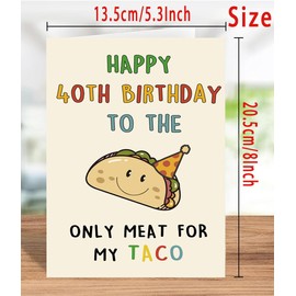 Abeletree Funny 40th Birthday Gifts Men, Happy 40th Birthday Card for Husband Him, Taco 40 Years Old Mens Bday Decorations Ideas
