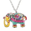 BONSNY Love Colorful Enamel Zinc Alloy Metal Elephant Necklace Pendant
