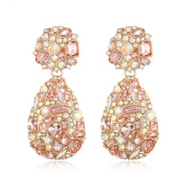 EVER FAITH Statement Earrings Fashion Chic Art Deco Marquise Drop Rhinestone Crystal Dangle for Women Girls, Crystal