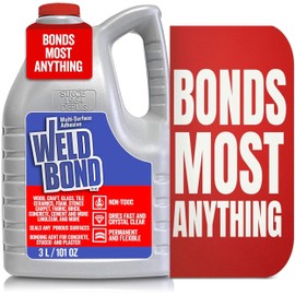 Weldbond Glue - Bonds Most Anything! 3L /101 oz Non-Toxic Adhesive Glue For Wood Tile Glass Craft Foam Fabric Stone Cement & Concrete & Any Other Porous Surfaces. No Fume Non-Flammable PVA Glue Gallon