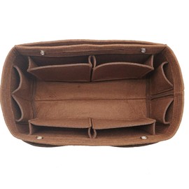 LEXSION Felt Purse Organizer Insert Bag organizer Multi Pocket Bag in Bag Organizer For Tote & Handbag Shaper 8008 Brown S