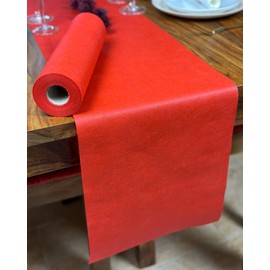 NATUARTE, Table Runner, Red, Non-Woven Table Runner, Decorative Table Runner, 25 m x 30 cm, Table Decoration, Christening, Communion, Wedding, Birthday, Table Runner Roll, Colour Red