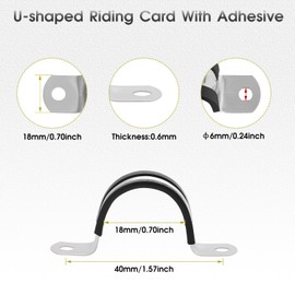 12Pcs 18mm Cable Clamp, Rubber Cushioned 304 Stainless Steel U-Shape Pipe Strap, Anti-Vibration Hose Clamp Tube Holder for Pipe, Tube, Wire