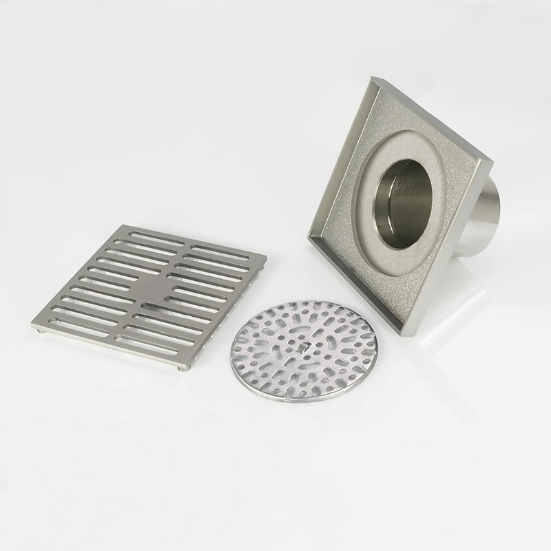 PHASAT Brass Floor Drain Contemporary 4 inches Square, with Removable