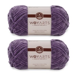 Woyarts Velvet Yarn – Super Bulky Chenille Yarn for Crochet & Knitting 2-Pack (2x100g / 2x131 yds / 2x120m) Buttery Soft, Durable, No-Shed, Perfect for Baby Blanket, Amigurumi (E-Purple, 2 Skein)