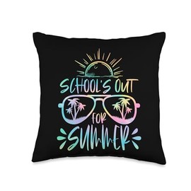 Schools Out For Summer Last Day Of School Teacher Tie Dye Throw Pillow