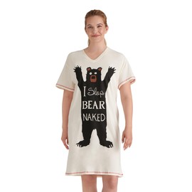 Hatley Women's Sleepshirt Night Shirt, I Sleep Bear Naked, One Size
