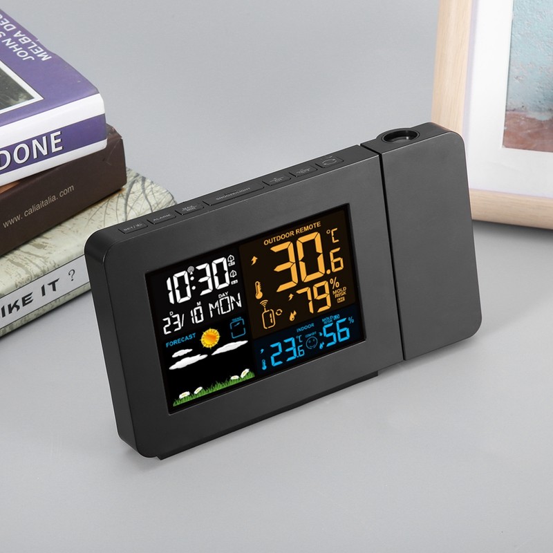 Weather Forecast Temperature Detection Projection Alarm Clock Waterproof Digital Clock