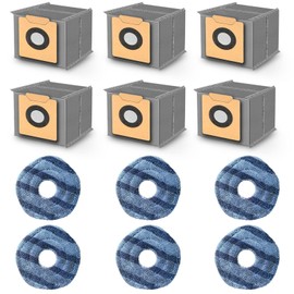 Replacement Parts Compatible with Eufy X10 Pro Omni Robot Vacuum, 12 PCS Accessories (6 Mop Pads + 6 Dust Bags)