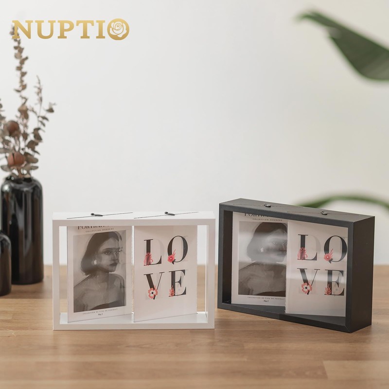 NUPTIO Black Photo Frames for Family: Double Picture Frame for