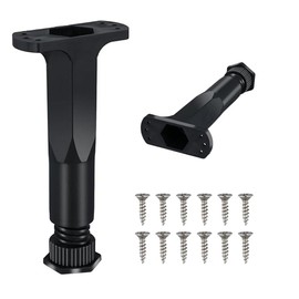 FUWIND 2pcs Adjustable Black Plastic (PP) Rectangular Furniture Legs, 5.9-8.86 Inch, for Chairs, Tables, Cabinets, Beds, Sofas, TV Stands, Desks, Ottomans, Dressers, Shelves, Bookcases