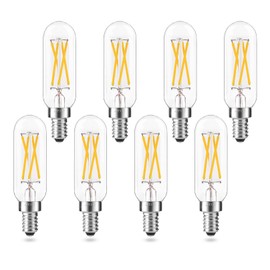 AIELIT T8 4W Classic LED Tube Light Bulb, E12 Mini Candle Base, Tube Edison-Style Filament Bulb 40-Watt Equivalent for Office, Shopping Malls, 400 lm, Clear Glass, Soft White 3000K, 8 Pack