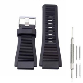 Kevisae 34mm * 24mm Rubber Silicone Watch Band Strap Compatible with Bell & Ross B&R BR-01 BR-03 92 Diver with Free Spring Bar Tool- Bell & Ross Watch Band (Silver buckle)