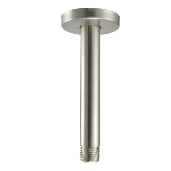 Purelux Straight Shower Arm 6 Inches Water Outlet PJ0612, Brushed Nickel Made of Stainless Steel with Gasket Flange