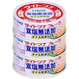Inaba Foods Light Tuna Flakes, No Salt Added, Pack of 3 Cans