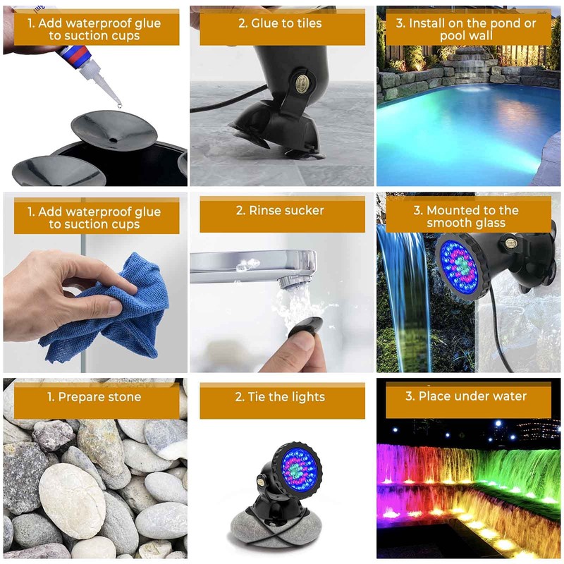 SHOYO Pond Lights Color Changing Spotlights, Underwater Fountain Lights IP68