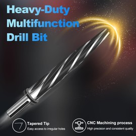 3/8" Bridge Construction Tapered Reamer Bit,M2 HSS Clamping Reamer with 3/8" Non-Slip Handle,10mm-5 Spiral Edge Design Car Reamer for Steel, Alloy,Wood,Plastic,for aligning or enlarging Holes