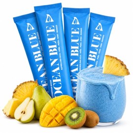 Amorasana Ocean Blue Superfood Boost - Espirulina Azul, Piña, Pera, Kiwi y Mango Liofilizado - Caja con 4 Sobres Individuales - Energía y Antioxidantes Naturales - Sin Azúcar, Vegano y 100% Natural