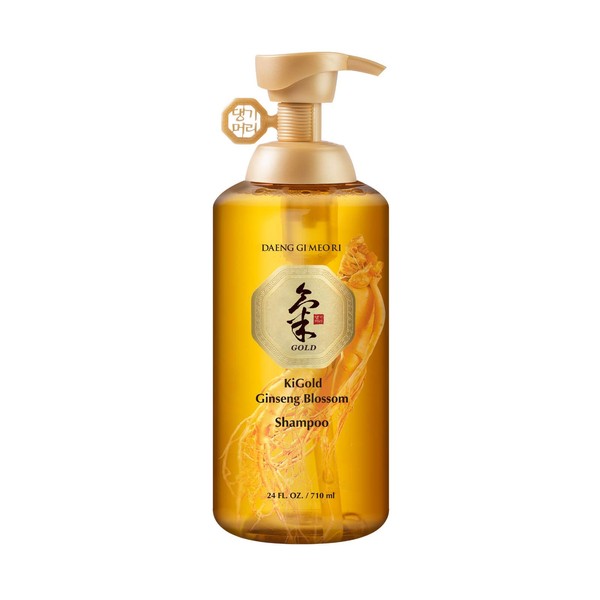 Daeng Gi Meo Ri Ki Gold Ginseng Blossom Shampoo [Real Ginseng Inside!] 710ml - Medicinal Herbal Shampoo, Hair Growth, Preventing Hair Loss, Thick Hair, Best Korean Haircare Product