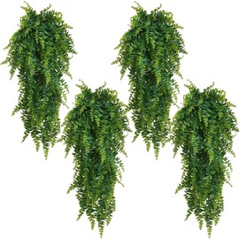 Artificial Hanging Plants Fake Ivy Leaves Decoration for Indoor Outdoor, Greenery Home Decor Faux Vine for Living Room & Garden/Bedroom/Farmhouse Aesthetic Decorations (4 Pack)