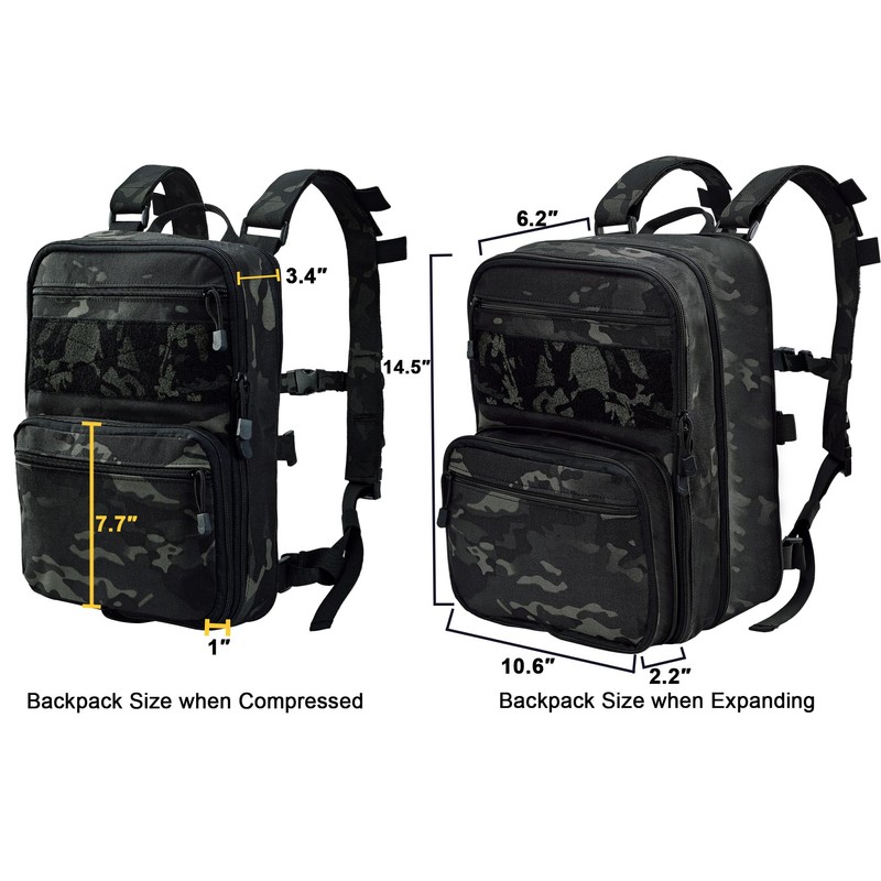 tactifans Tactical Expandable Backpack, Chest Rig Backpack MOLLE Assault Hydration