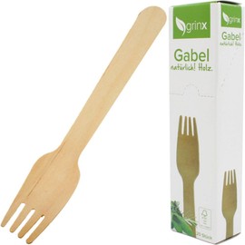 grinx Wooden Cutlery Disposable Wooden Forks Biodegradable Disposable Wooden Cutlery 100 Pieces Eco Friendly