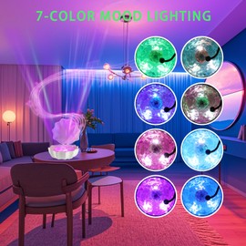 MACADAM Shell Ocean Wave Projector Light, Waves Vinyl Bluetooth Speaker with Mood Lamp, 7 Colors Waves Night Light for Bedroom Living Office (Red)